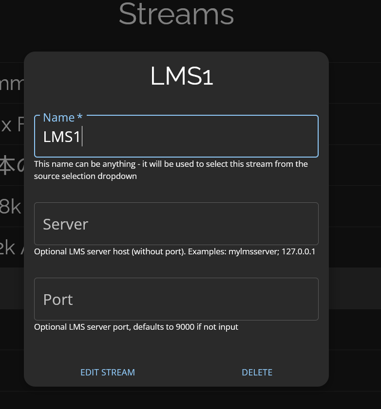 LMS stream set up